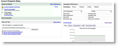 Google AdWords Account Snapshot