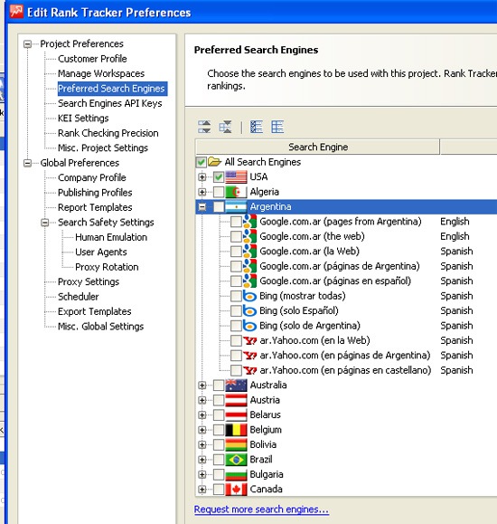 Rank tracker: add search engines