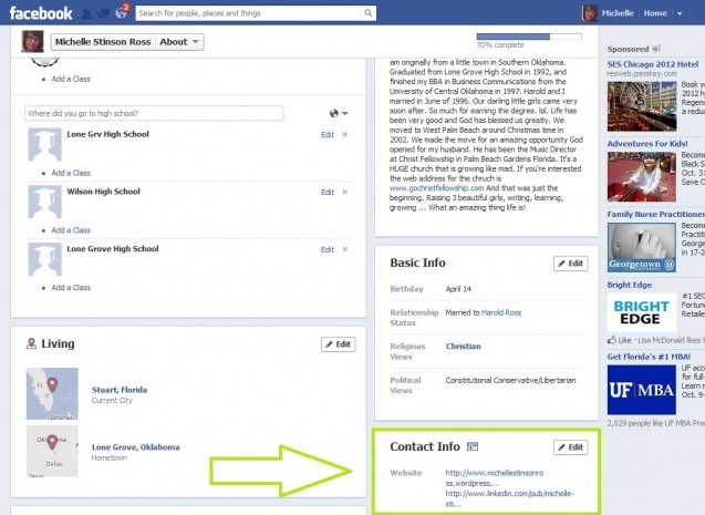 Facebook Contact Info