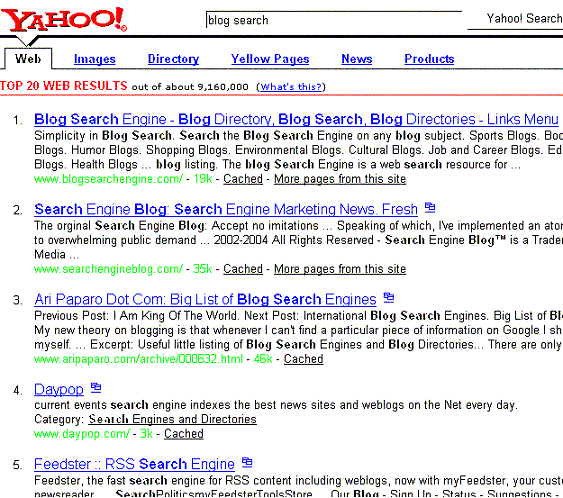 Yahoo Sneak Previews non-Google Search Results