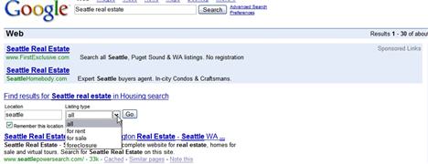 Google Onebox Real Estate Search