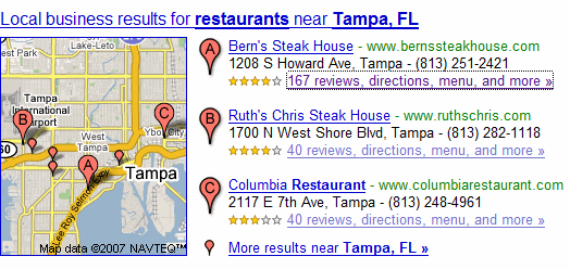 Google Tampa Restaurants