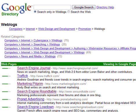 Google Directory Shows True PageRank of Penalized Pages