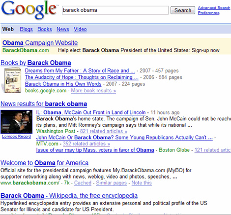 Barack Obama on Google