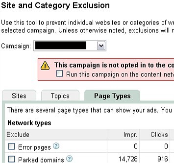 parked domains clicks