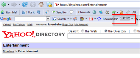 Yahoo Directory PageRank