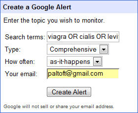 use Google Alerts to find out if your site gets hacked