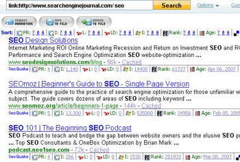 SEOquake - Yahoo link search