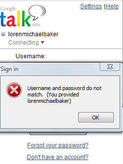 Google Talk Failure