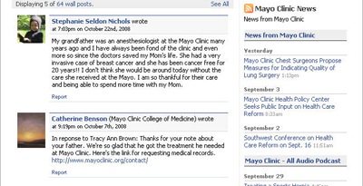 Mayo clinic facebook fan page