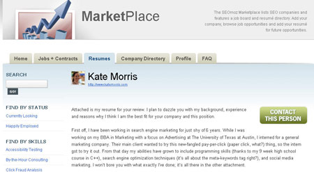SEOmoz Marketplace profile