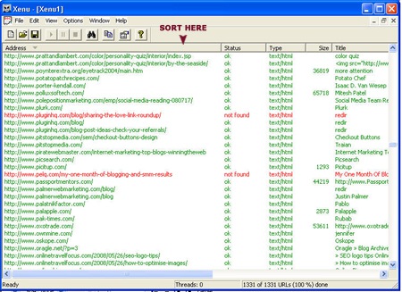 Xenu - Domain Outbound links