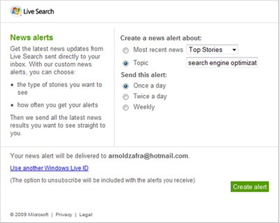 Windows Live Search Rolls Out News Alerts Service