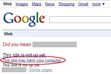 Google warning about malware