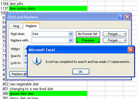 Excel: frequent modifiers