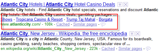 Google Expands One Line SiteLinks : Little Blue Links in SERPS