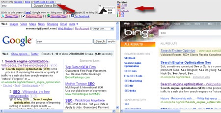 Google / Bing comparison
