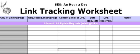 Your SEO plan link building work sheet