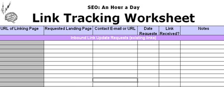 Your SEO plan link building work sheet