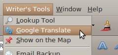 Writers' tools Google translate