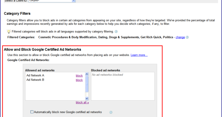 Google to Allow Certified Ad Networks on AdSense Sites