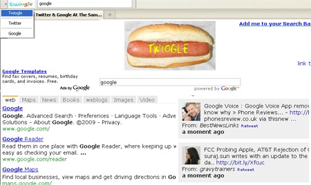 Twiogle Search Toolbar