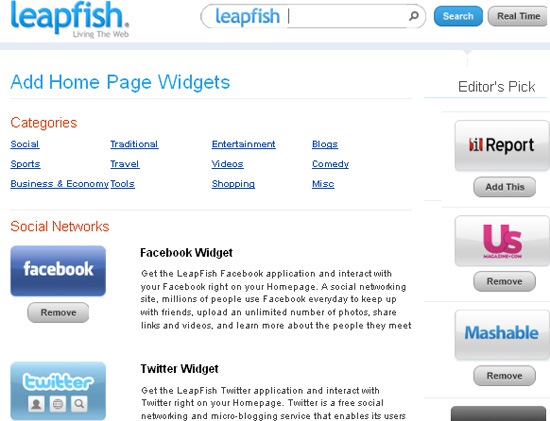 Leapfish: widgets