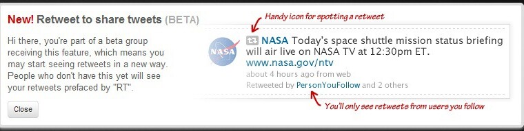 Retweet Function Rolls Out on a Limited Basis