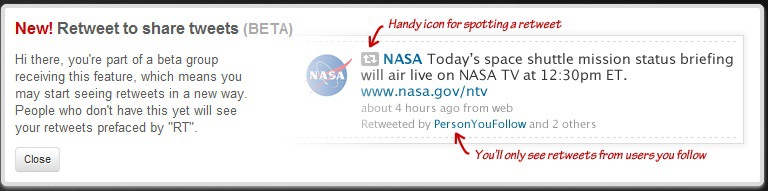 Retweet Function Rolls Out on a Limited Basis