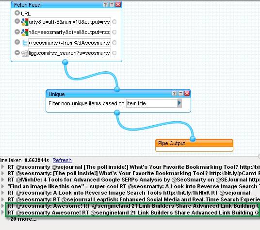 Yahoo Pipes: Duplicates