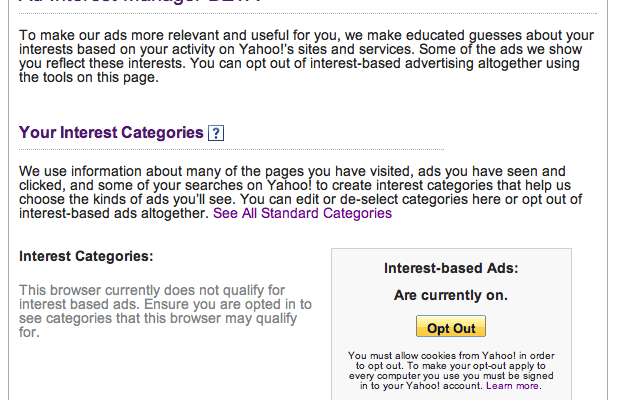 Yahoo Launches Ad Interest Manager