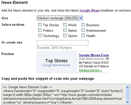 Iframe: Google element