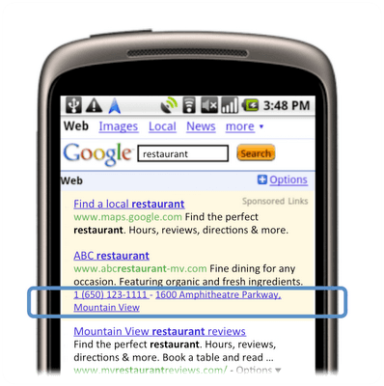 Google Adds Click-to-Call Phone Numbers