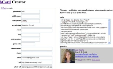 Tools to Use and Learn hCard Format – Learning Microformats