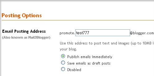 Blog from email: Blogger settings