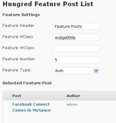 Wordpress Plugin: Hungred Feature Post List