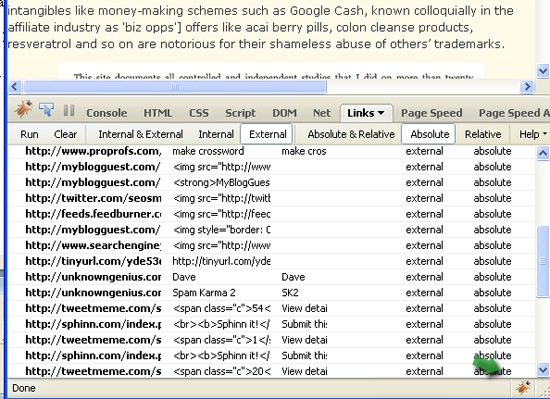 FireLinkReport: Research On-Page Links (FireFox)