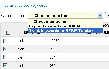 Wordtracker results track