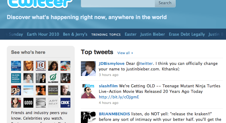 Twitter Highlights Top Tweets, Users on its Homepage