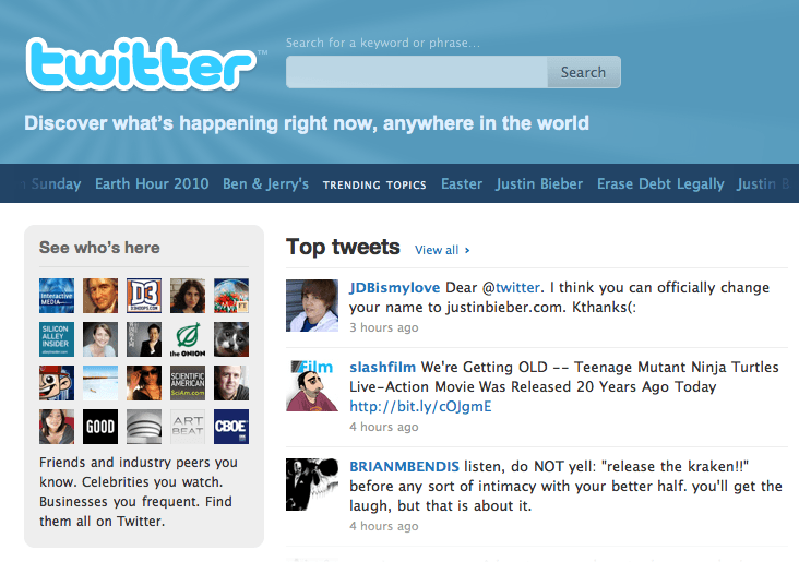 Twitter Highlights Top Tweets, Users on its Homepage