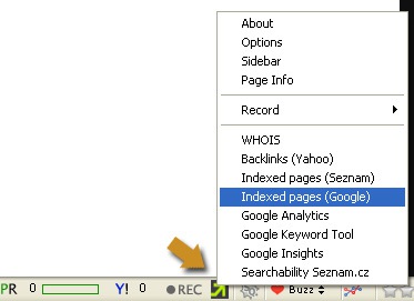 SEO professional toolbar options