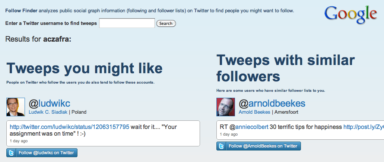 Google Quickly Uses Twitter @anywhere on Follow Finder