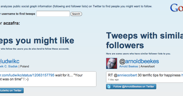 Google Quickly Uses Twitter @anywhere on Follow Finder