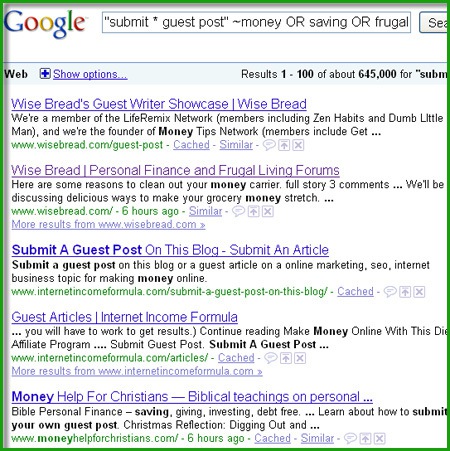 Search for guest posting opportunities
