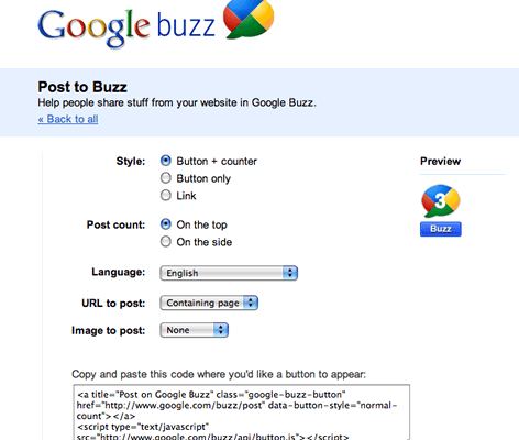 Google Releases Official Buzz Share Buttons