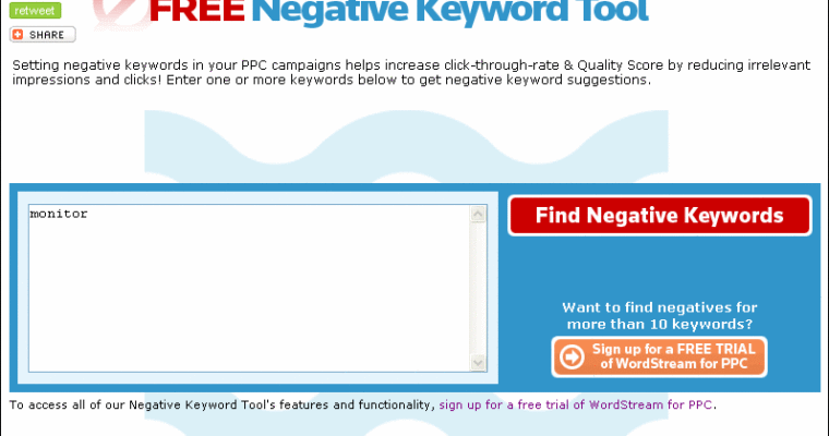 WordStream Offers Free Negative Keyword Tool
