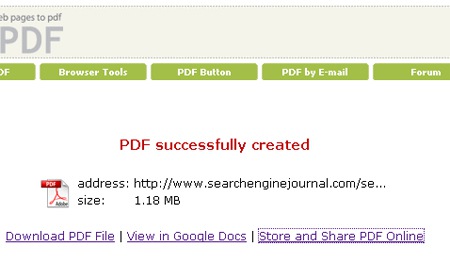 PDF button options