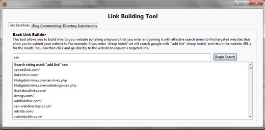 Link building tool