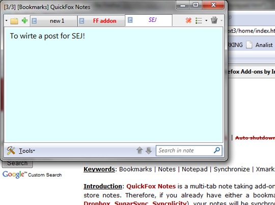 QuickFox Notes: Google Suggest + Notepad