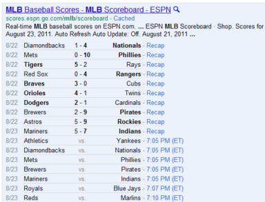 Google Adds Sports Microdata